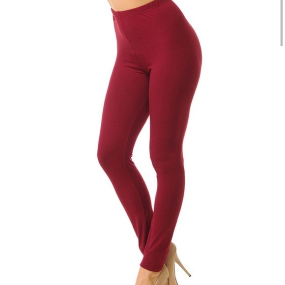 NWT New Mix Burgundy Plus Size Buttery Soft Basic leggings One Size - Picture 3 of 13